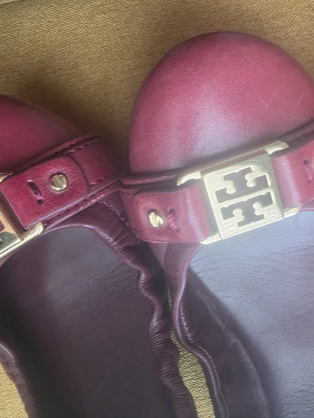 Tory Burch 2 Pair Women's Ballet Flat Shoes Size 7.5 Burgundy And Orange
